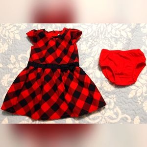 Carters 12 month red and black plaid holiday special occasion baby dress